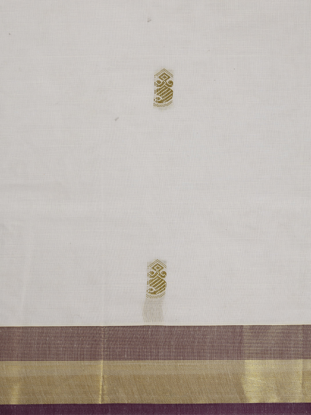 Women Kora Cotton Cream Embroidered Saree with Gold Jari KLS43