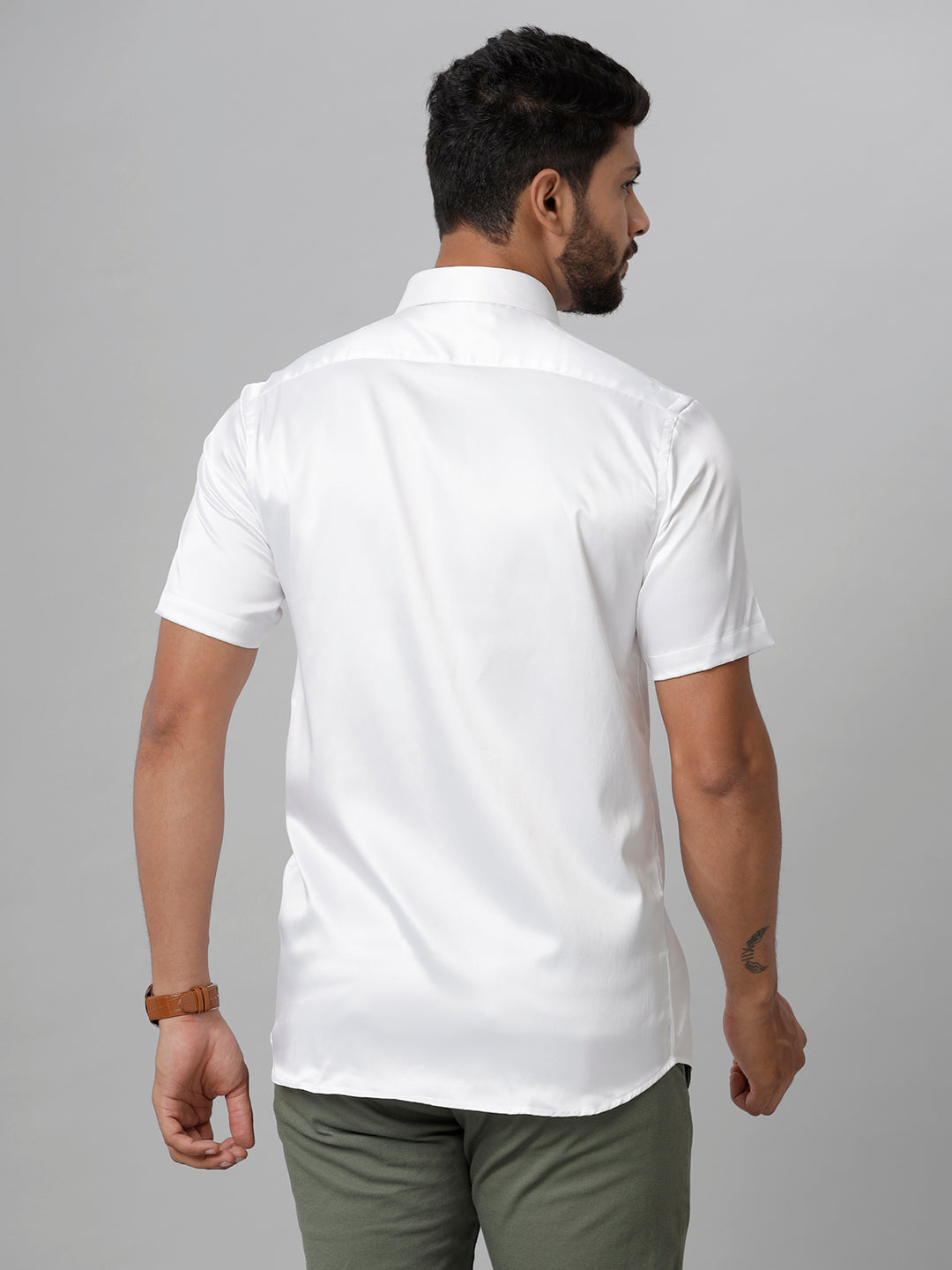 Mens Party Wear White Half Sleeves Shirt