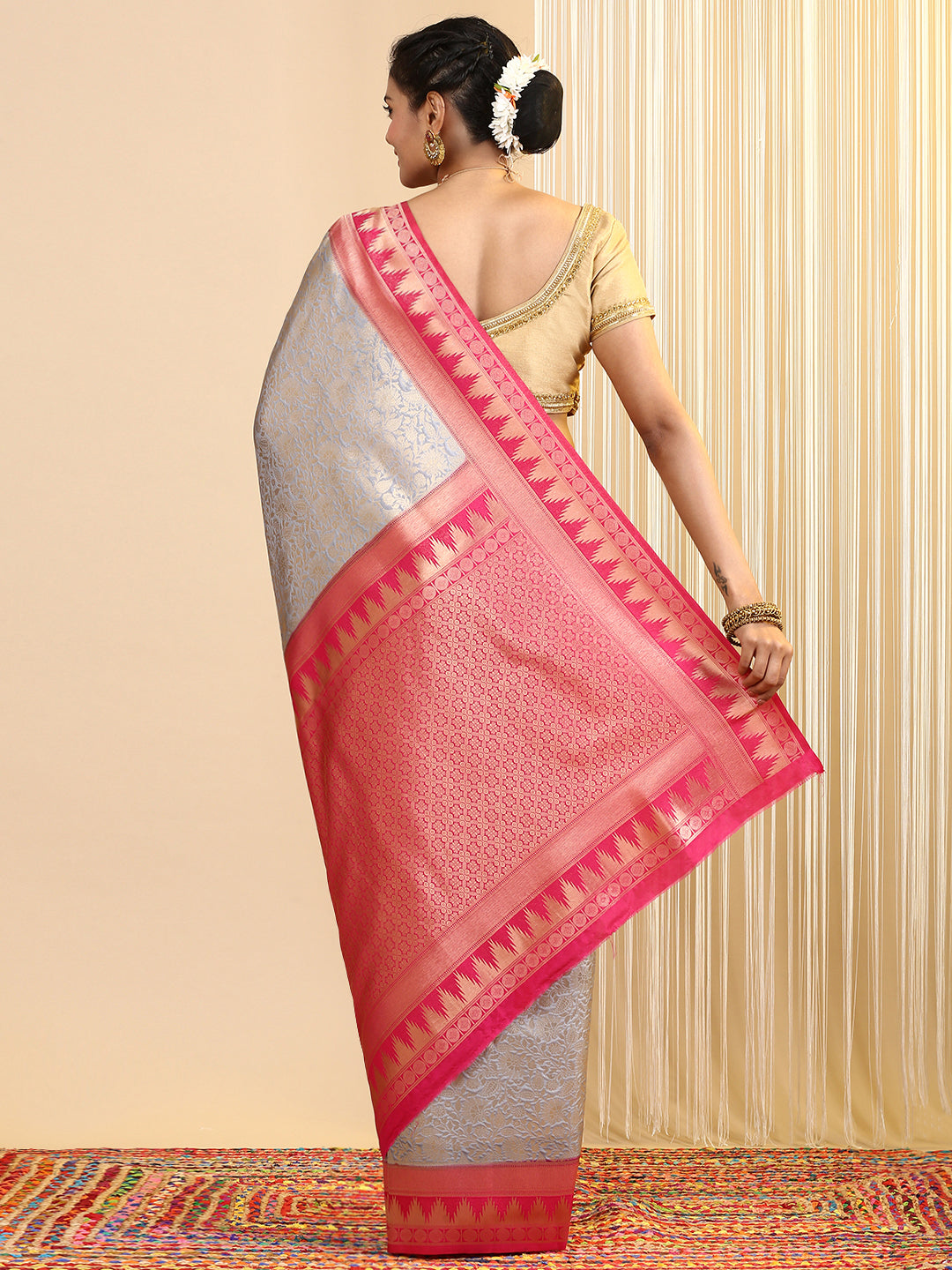 Women Semi Silk Saree Grey SS206