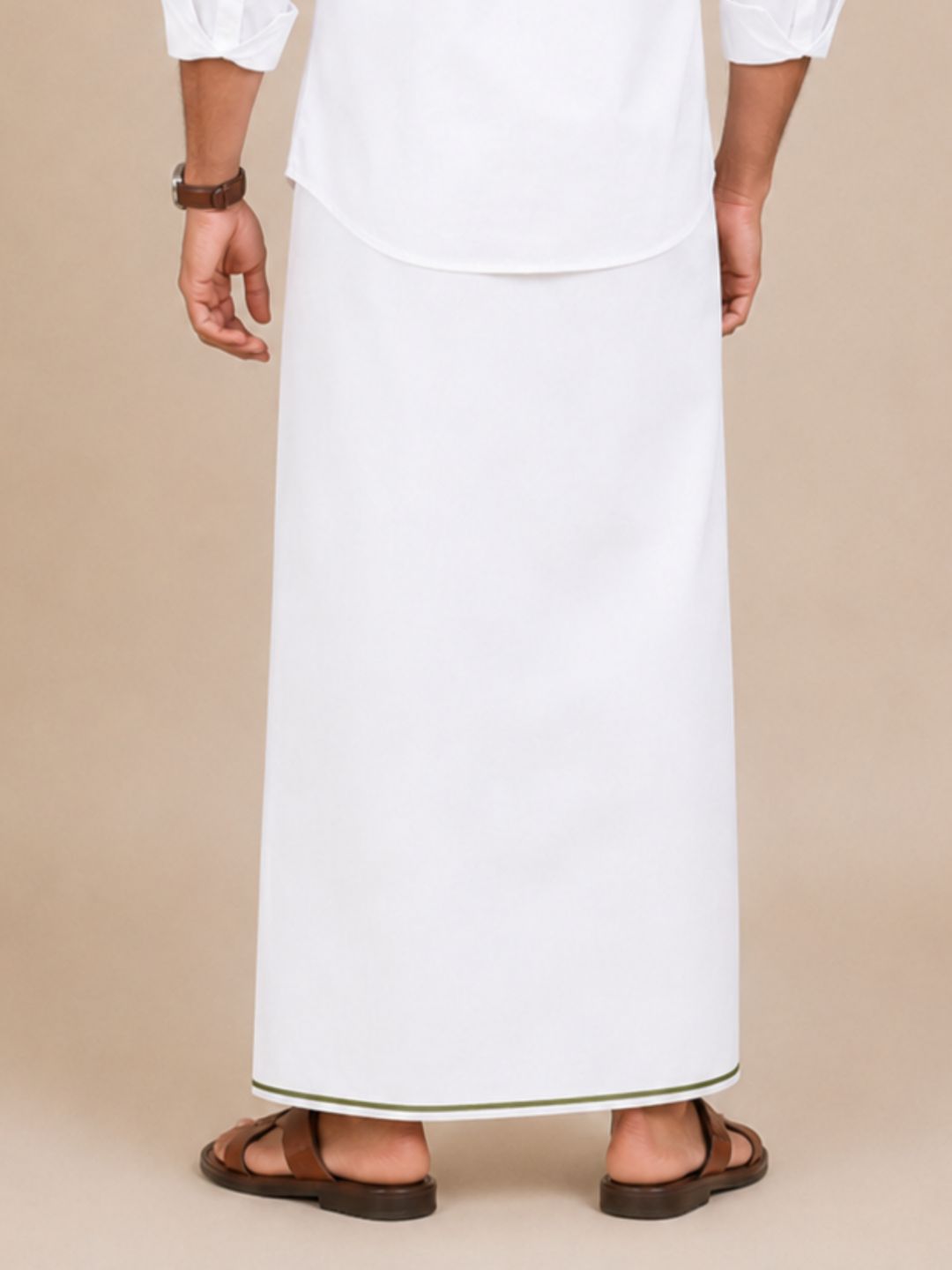 Men 100% Cotton Single Layer Small Border Dhoti Naval NV04