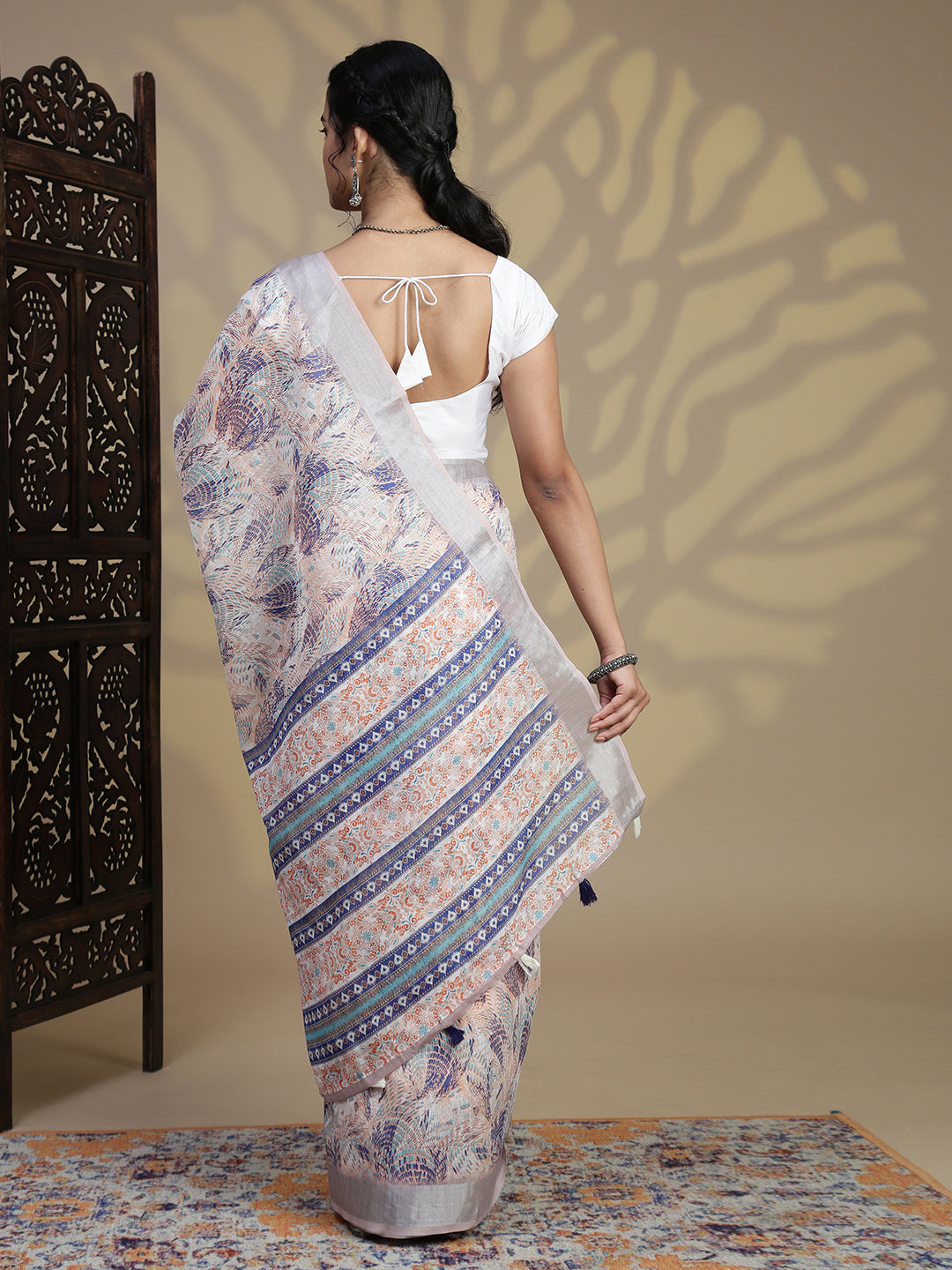 Women Sandal Semi Linen Saree SL236