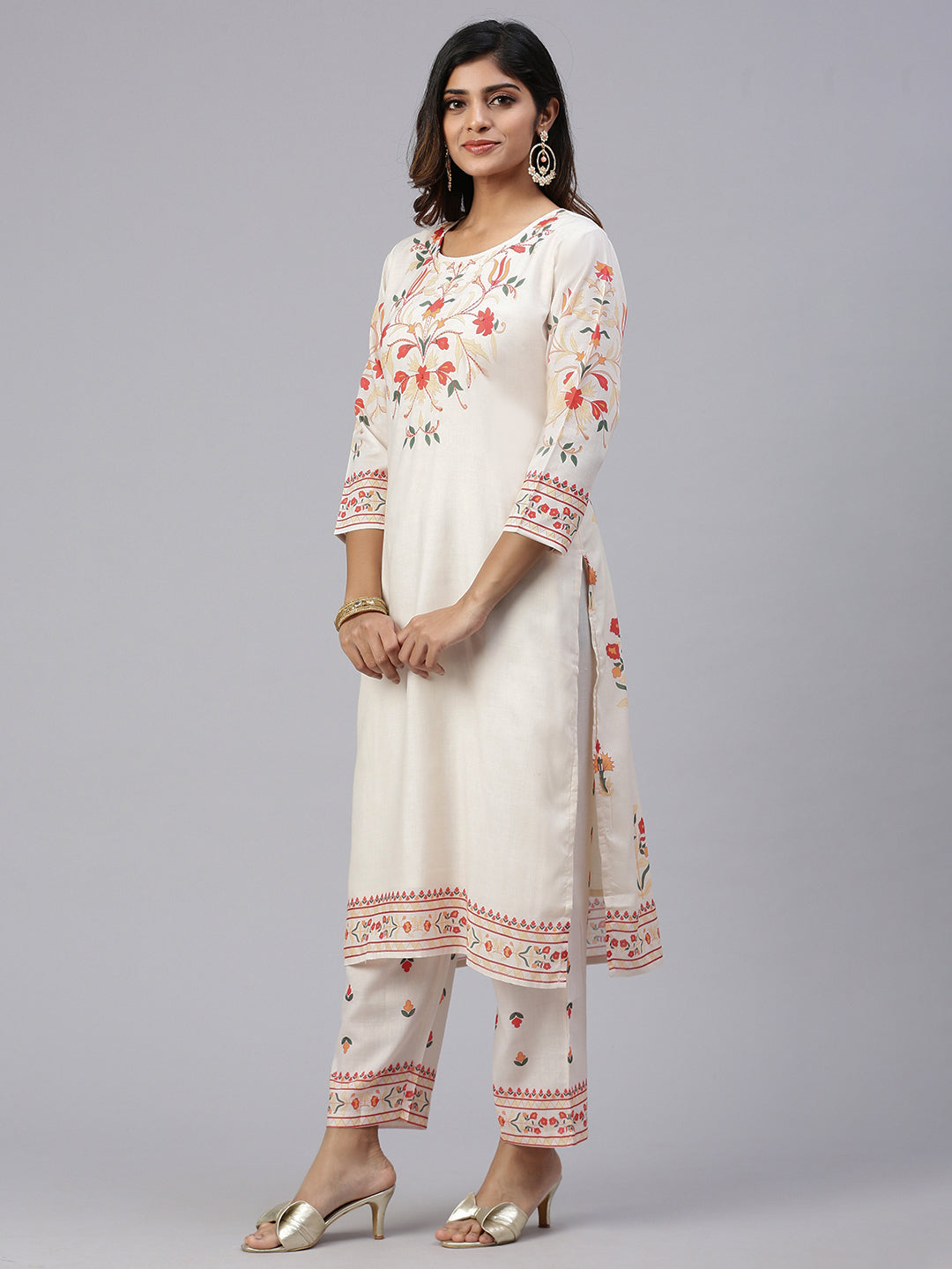 Women Cotton Embroidered Kurti Sets Yellow EKS27