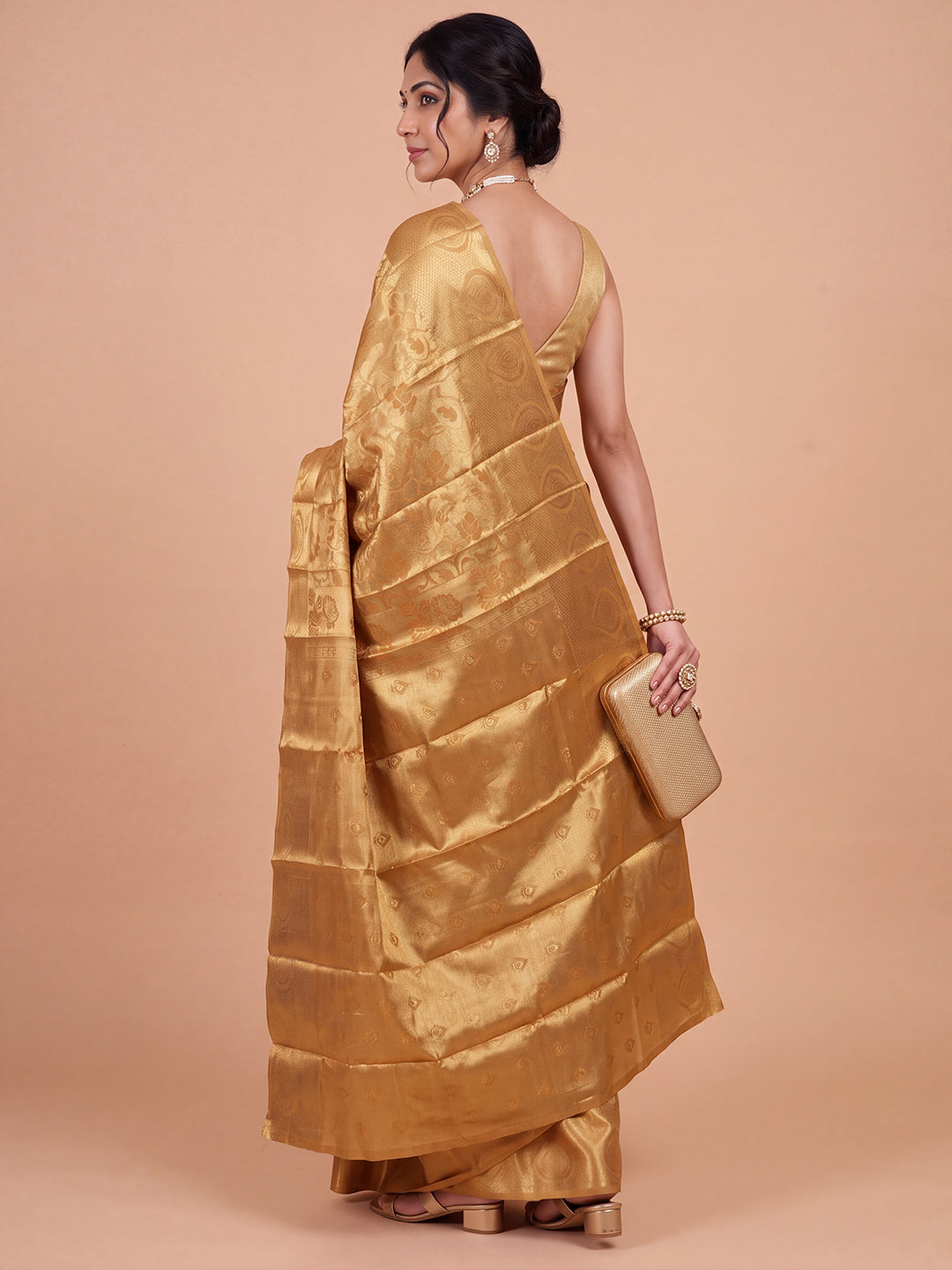Women Art Silk Gold Jacquard Saree ASS148