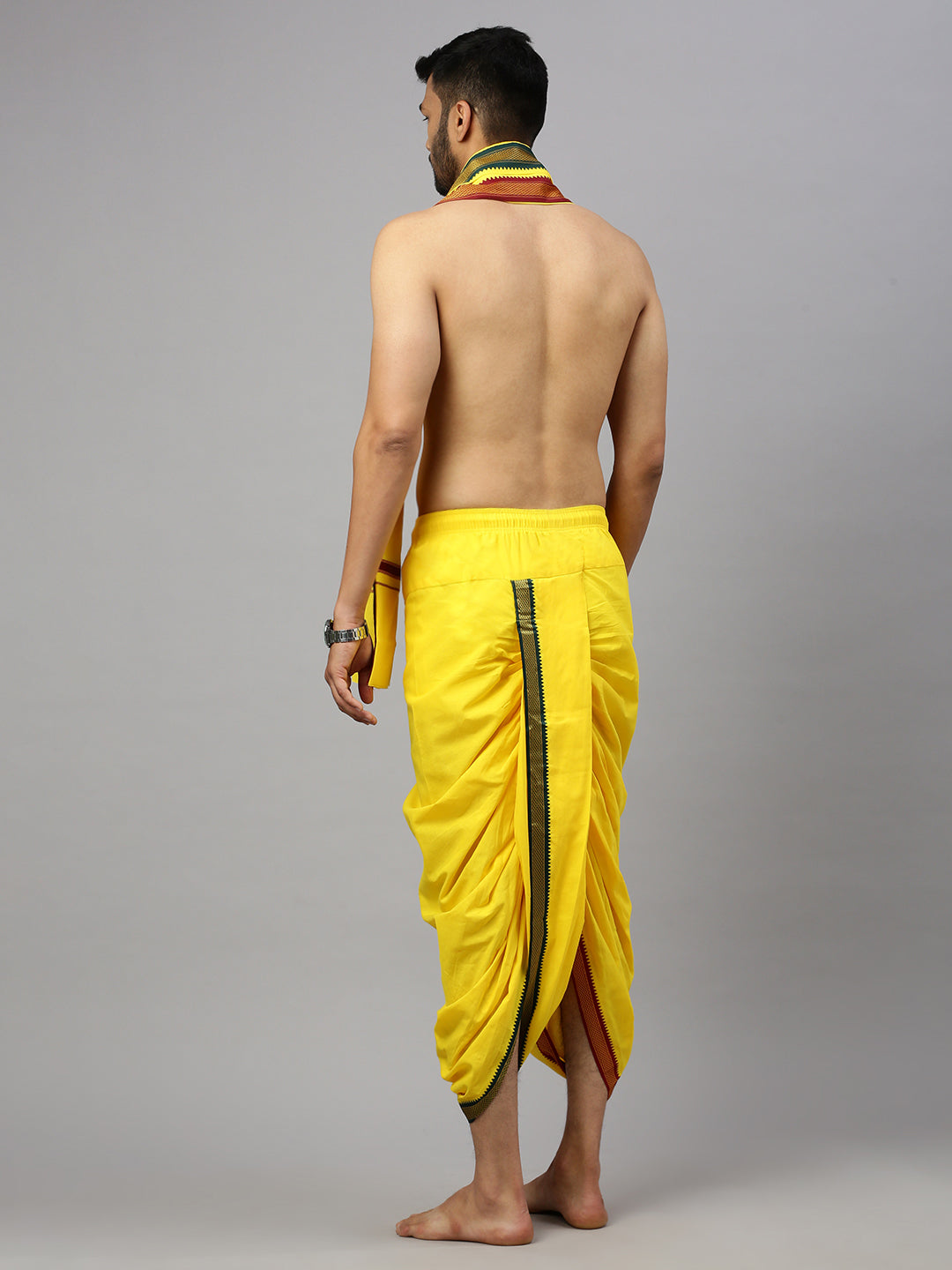 Men Readymade Panchakacham Set Yellow Naivedhya