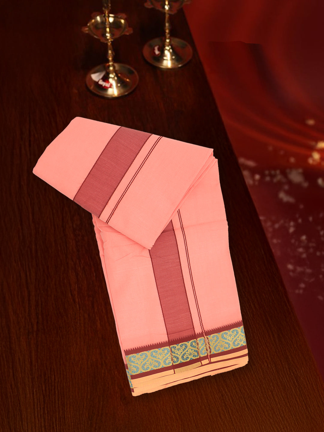 Men 100% Cotton Panchakacham with Angavasthram Set Adinath KM Colour (9+5)