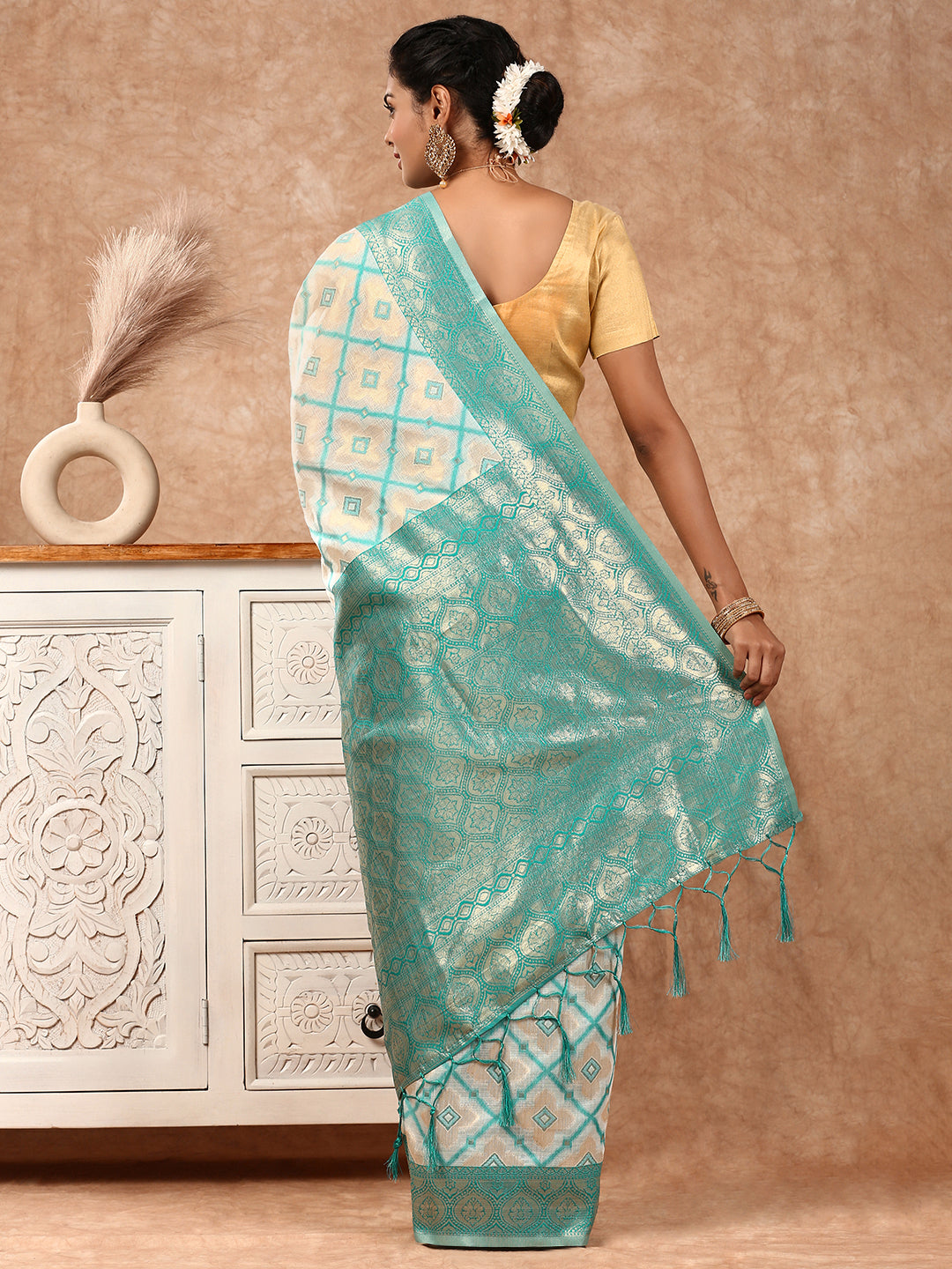 Women Semi Silk Saree Blue SS216