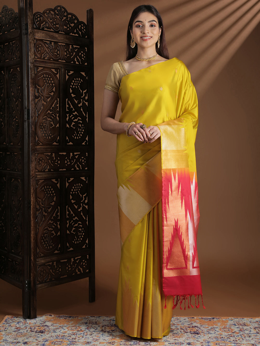 Women Soft Silk Saree Golden Yellow SS415