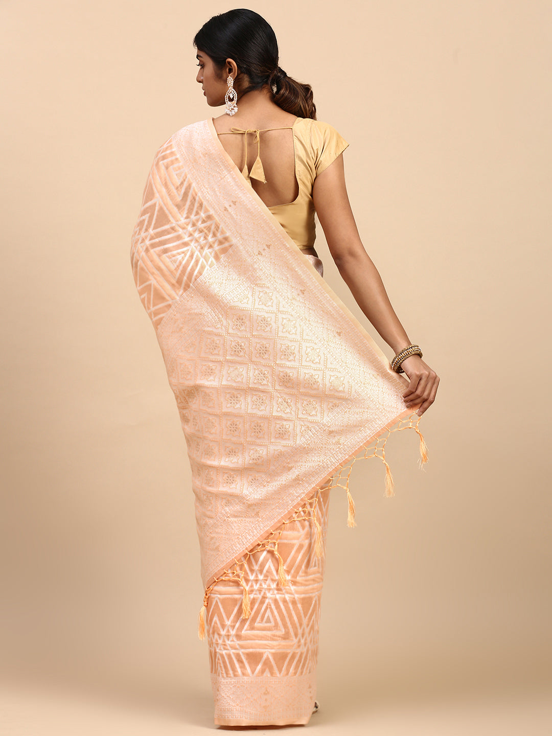 Couple Combo Shirt & Dhoti Set with Saree Peach SCS108