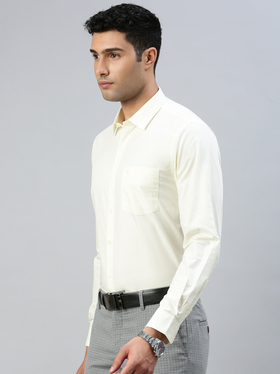 Men 100% Cotton Cream Shirt Sammantham