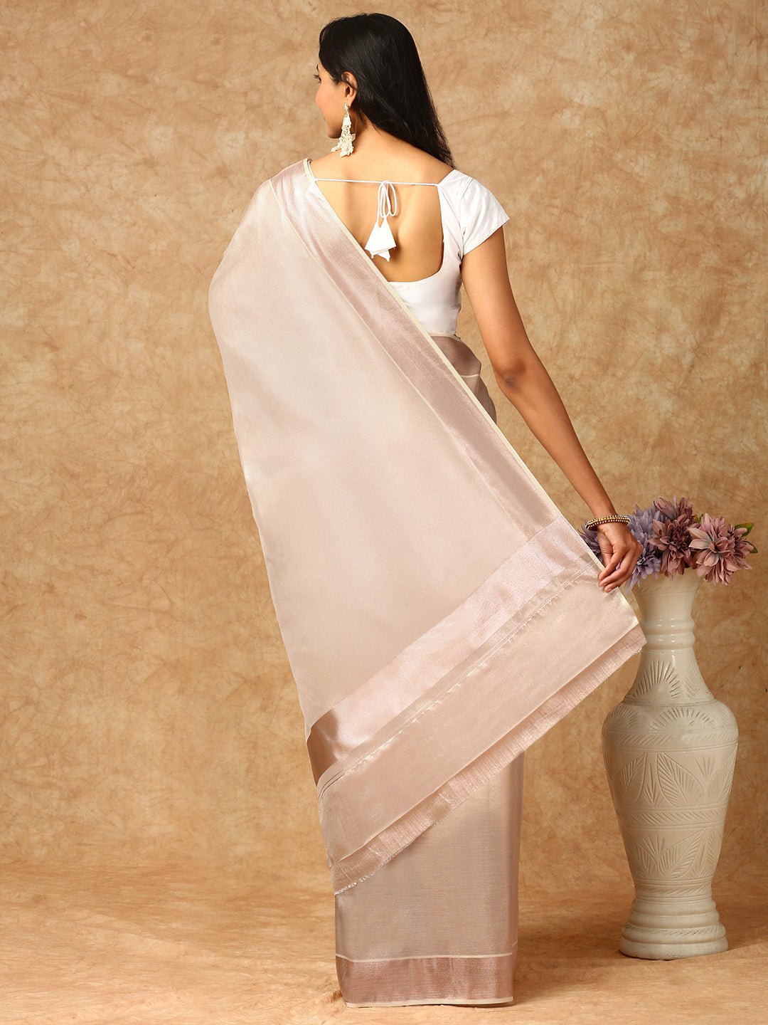 Women Kerala Rose Gold Tissue Saree KS147