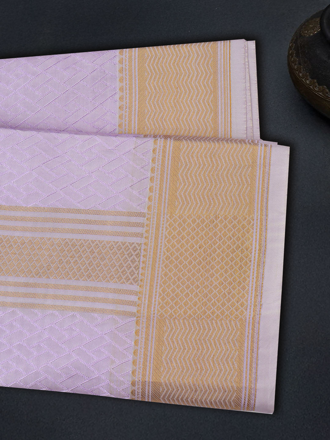 Men Art Silk Wedding Shirting Dhoti & Towel Set Violet Touch Tone TT25