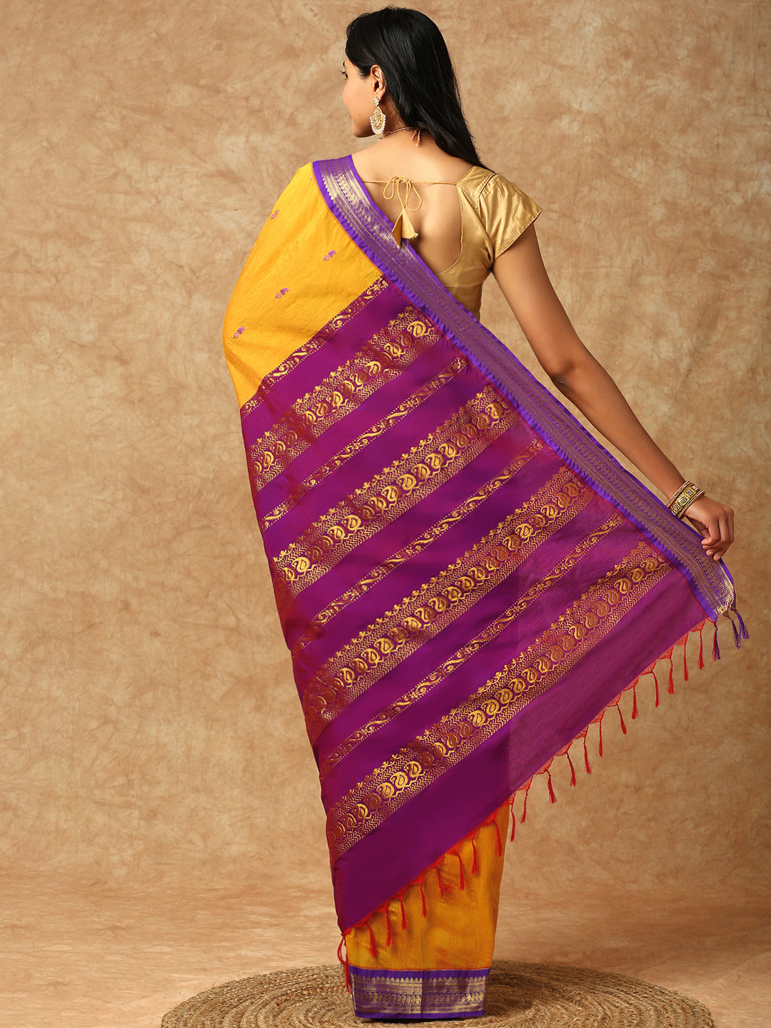 Women Kalyani Cotton Saree Yellow PCS122