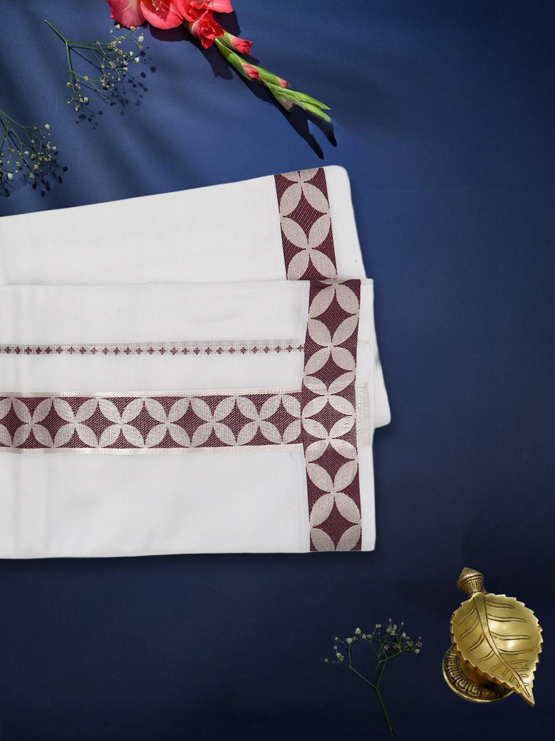 Men Premium Cotton Double Layer White Dhoti with Fancy Border Luxury Club LC24