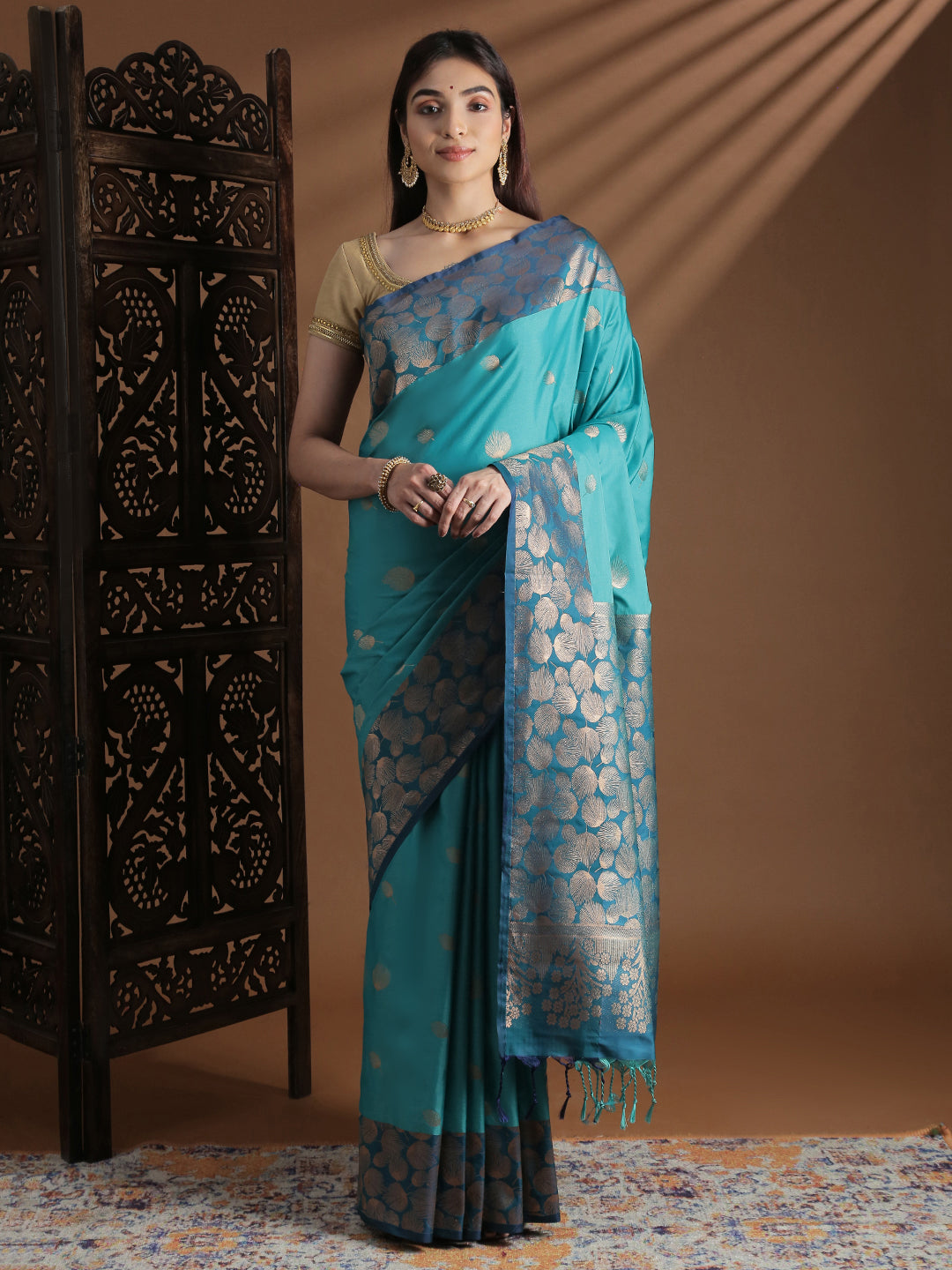 Women Soft Silk Saree Green SS414