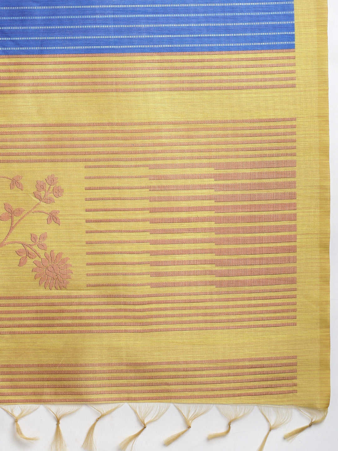 Women Semi Cotton Print Saree Blue -SCS76