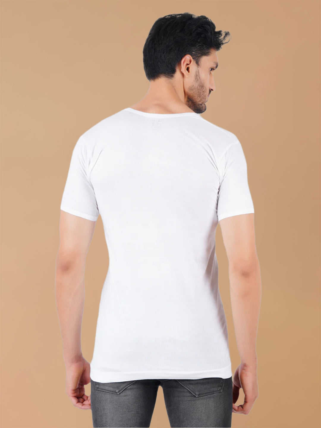 100 % Combed Cotton White Sleeves Vest RNS Rise Up (Pack of 2)