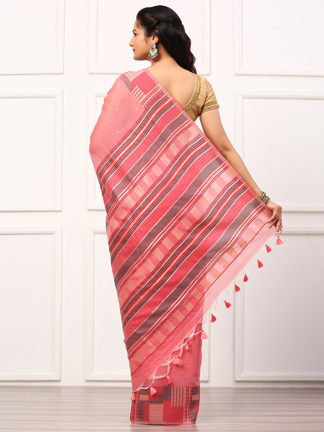 Womens Semi Silk Saree Pink SS245