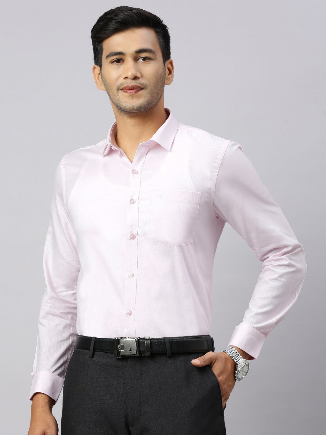 Mens Full Sleeve Smart Fit Milky Pink Classic Shirt