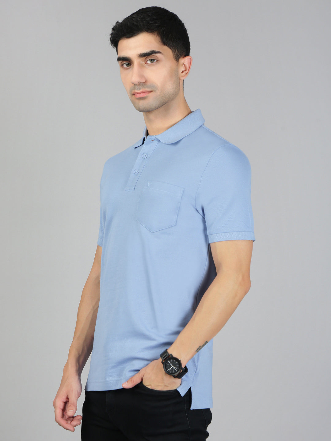 Men Cotton Rich Smart Fit Expert Polo T-Shirt Blue EP34