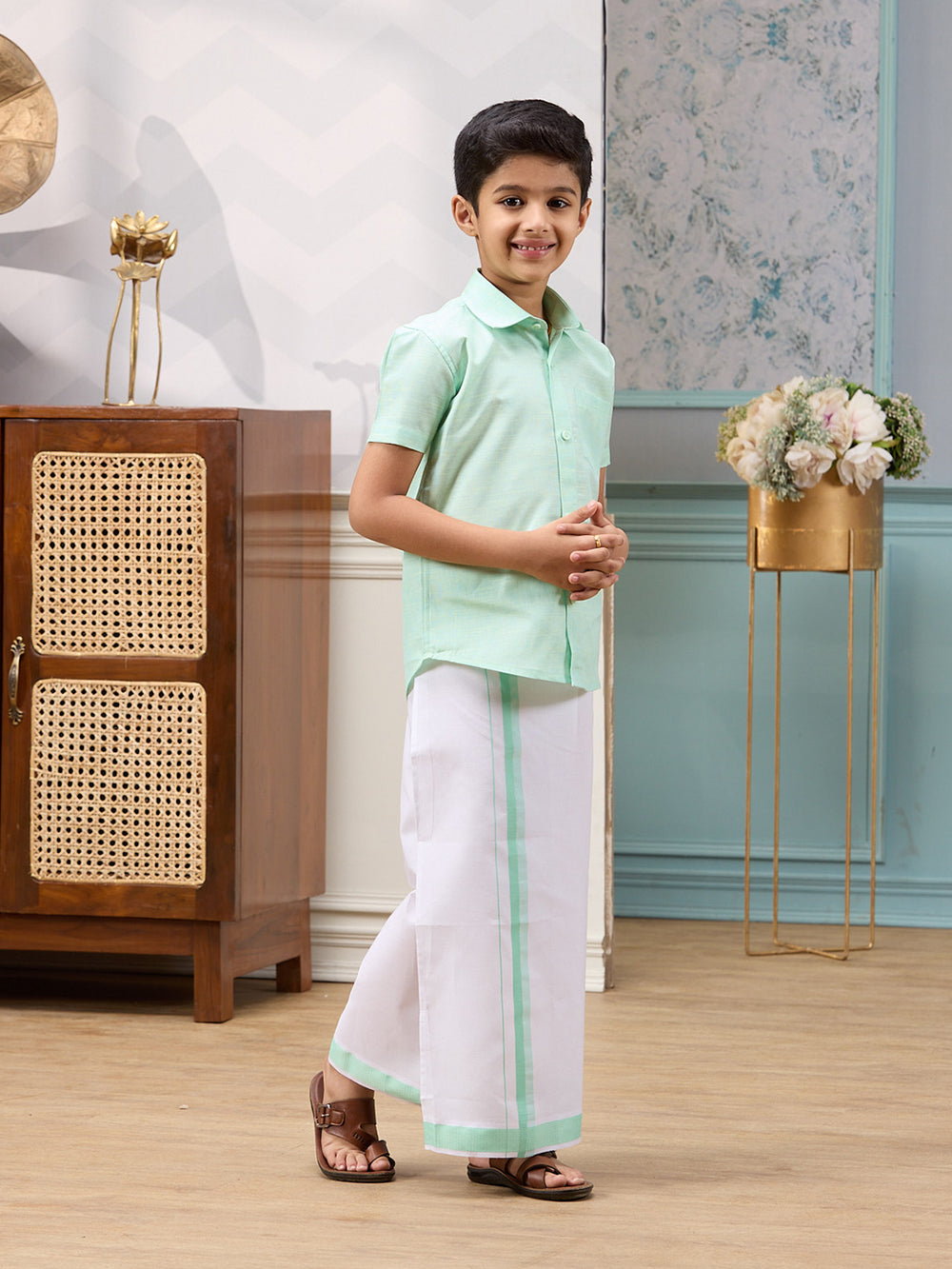 Ramraj Like Father Like Son Full Sleeves Combo Set Pista Green C83