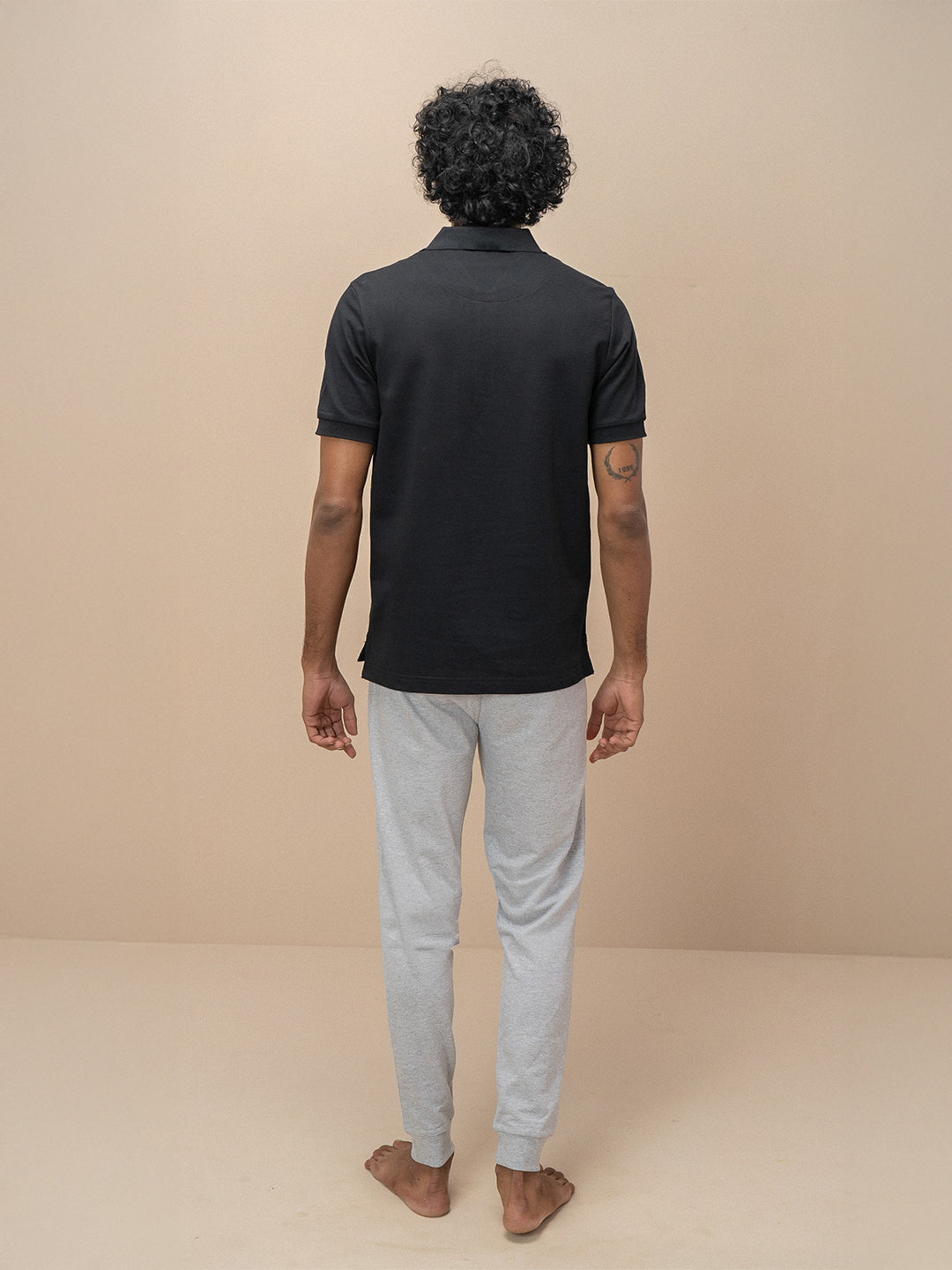 Men Combed Cotton Rich Smart Fit Oxford Polo T-Shirt Black OP2