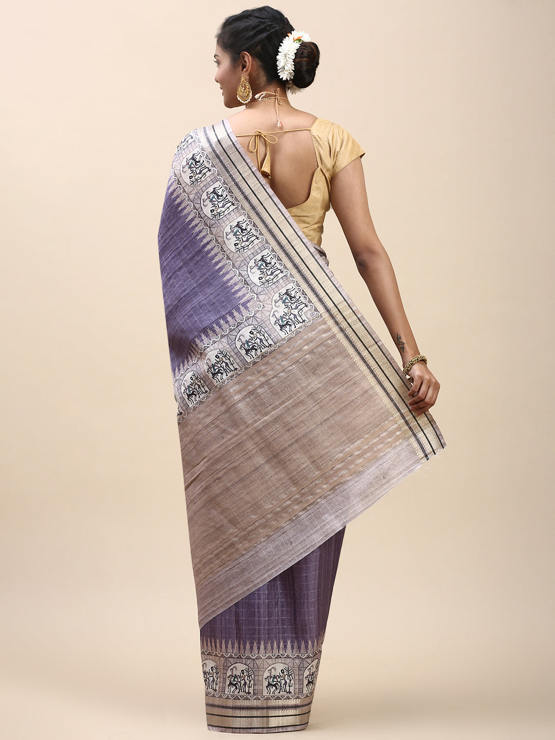 Women Semi Tussar Saree Purple ST192