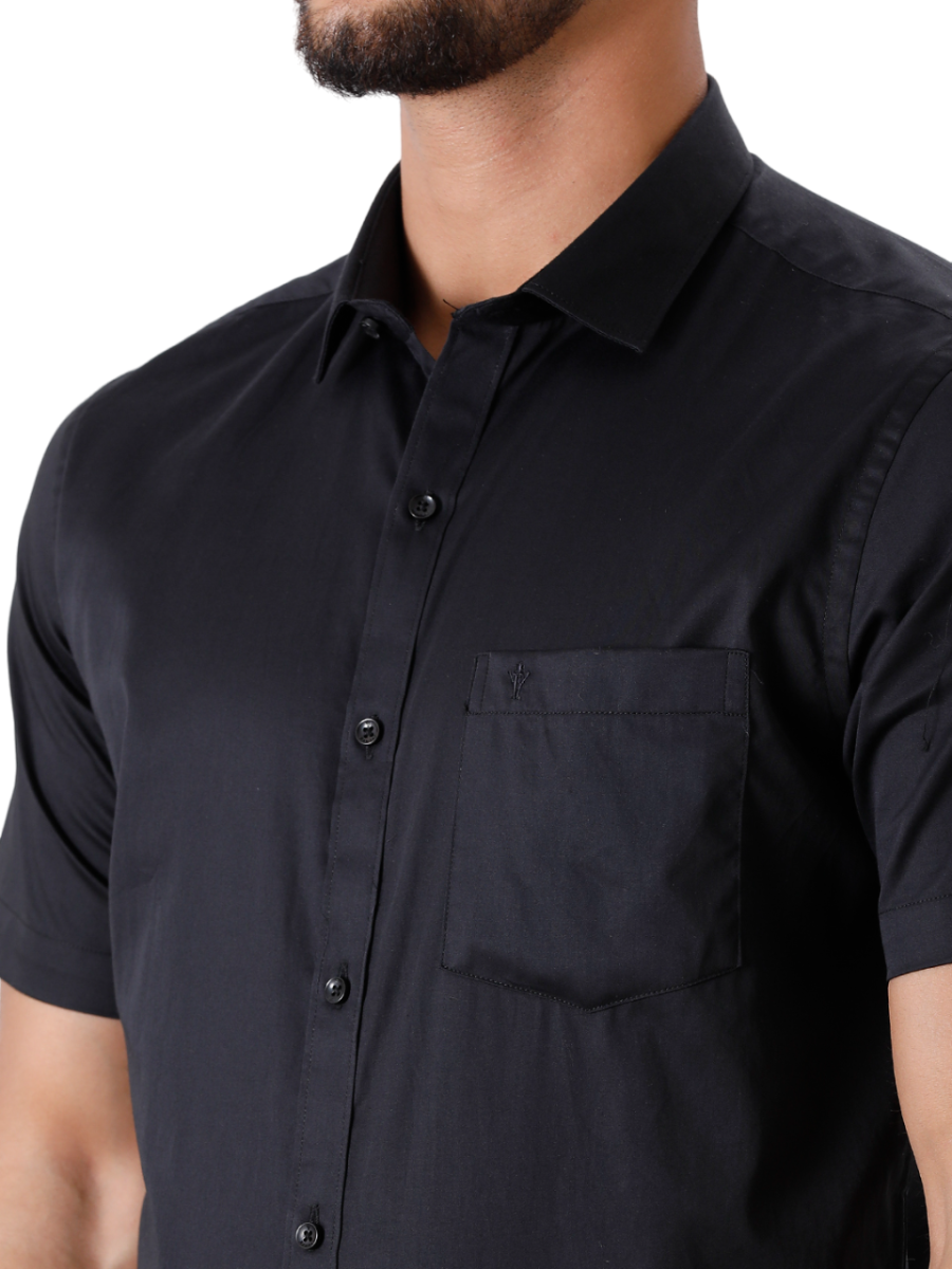 Mens Cotton Formal Full Sleeves Black Shirt-Zoom view