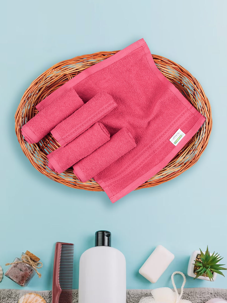 Premium Soft & Absorbent Dark Pink Terry Face Towel FC10 ( Pack of 5 )