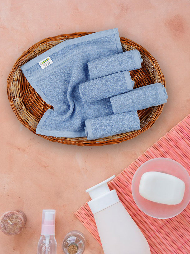 Premium Soft & Absorbent Blue Terry Face Towel FC3 ( Pack of 5 )