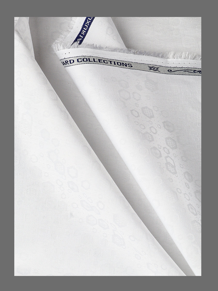 Mens White Jacquard Self Design Shirting Fabric Luxury Jacquard 1.60-Double side view