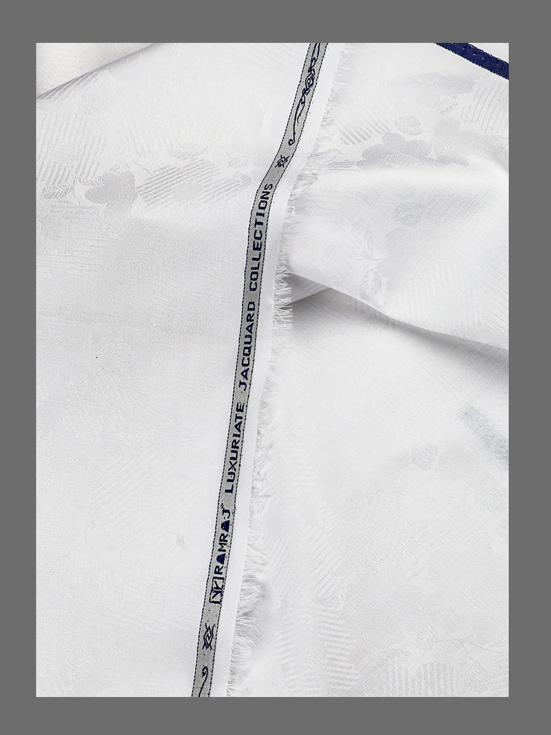 Mens White Jacquard Flower Design Shirting Fabric Luxury Jacquard 1.60