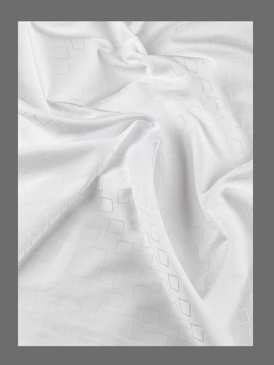 Mens White Jacquard Square Design Shirting Fabric Luxury Jacquard 1.60-Close view