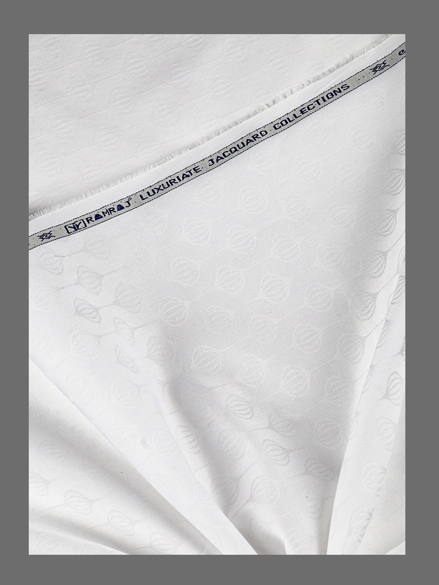 Mens White Jacquard Self Design Shirting Fabric Luxury Jacquard 1.60-Zoom view