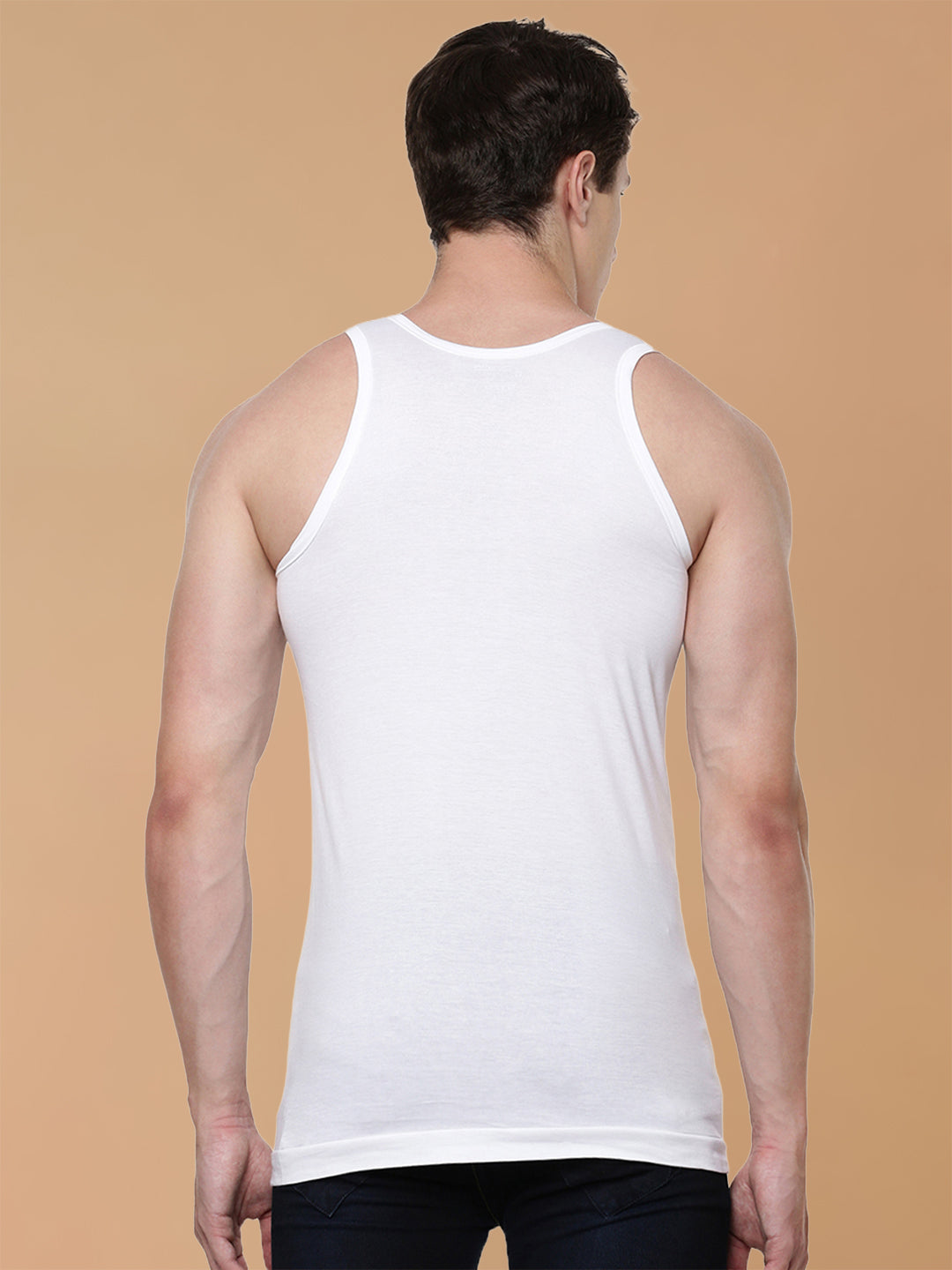 100 % Combed Cotton White Vest Rise Up RN Plus Size (Pack of 2)