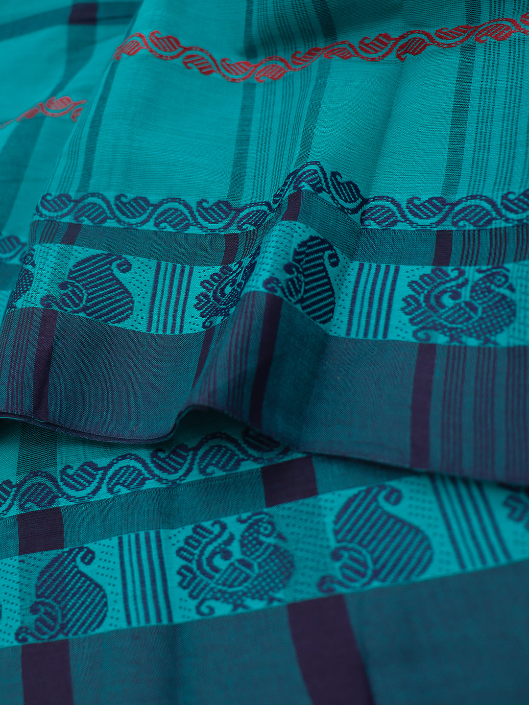 Women Teal Blue Checks Pure Chettinad Cotton Saree PCS228