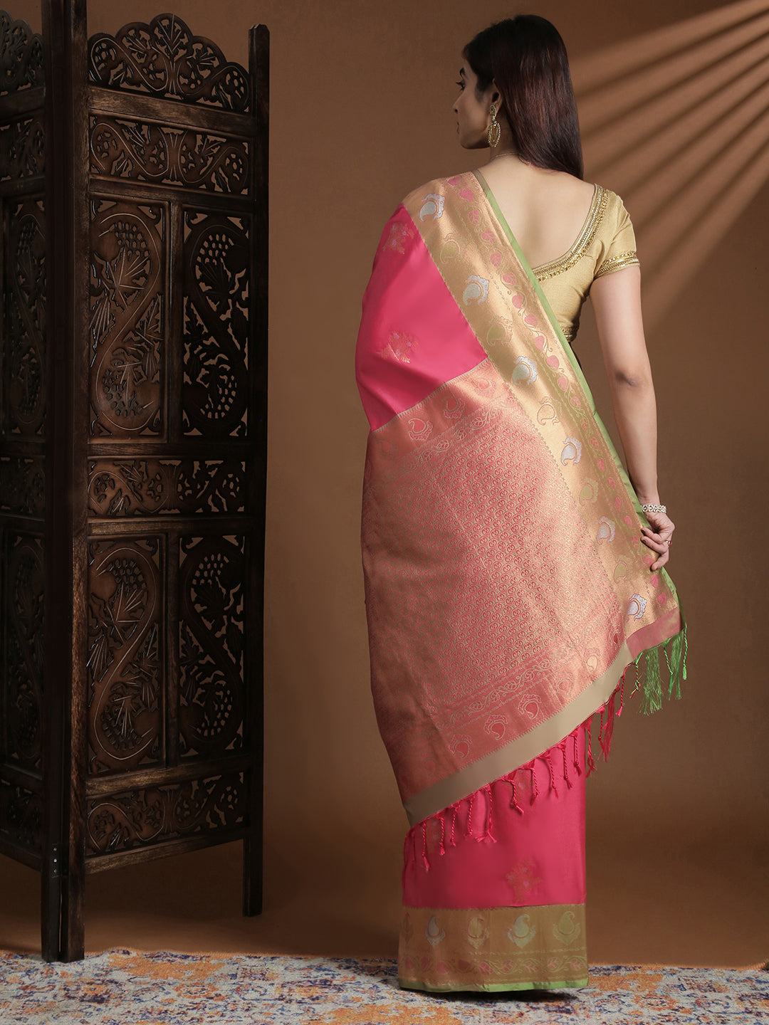 Women Soft Silk Saree Pink SS413