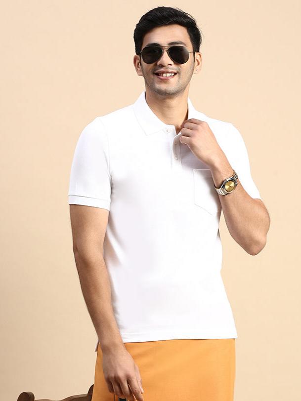 Mens Expert Polo Tshirt with Pocket White EP1