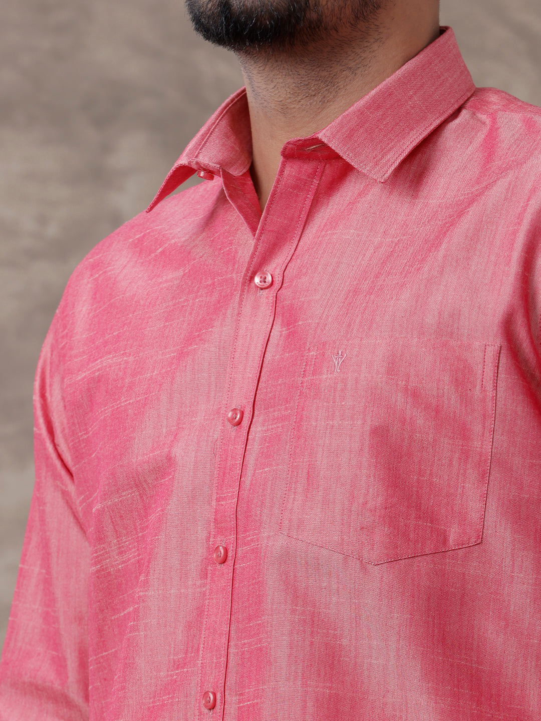 Men Matching Jari Border Dhoti & Shirt Set Pink VB3