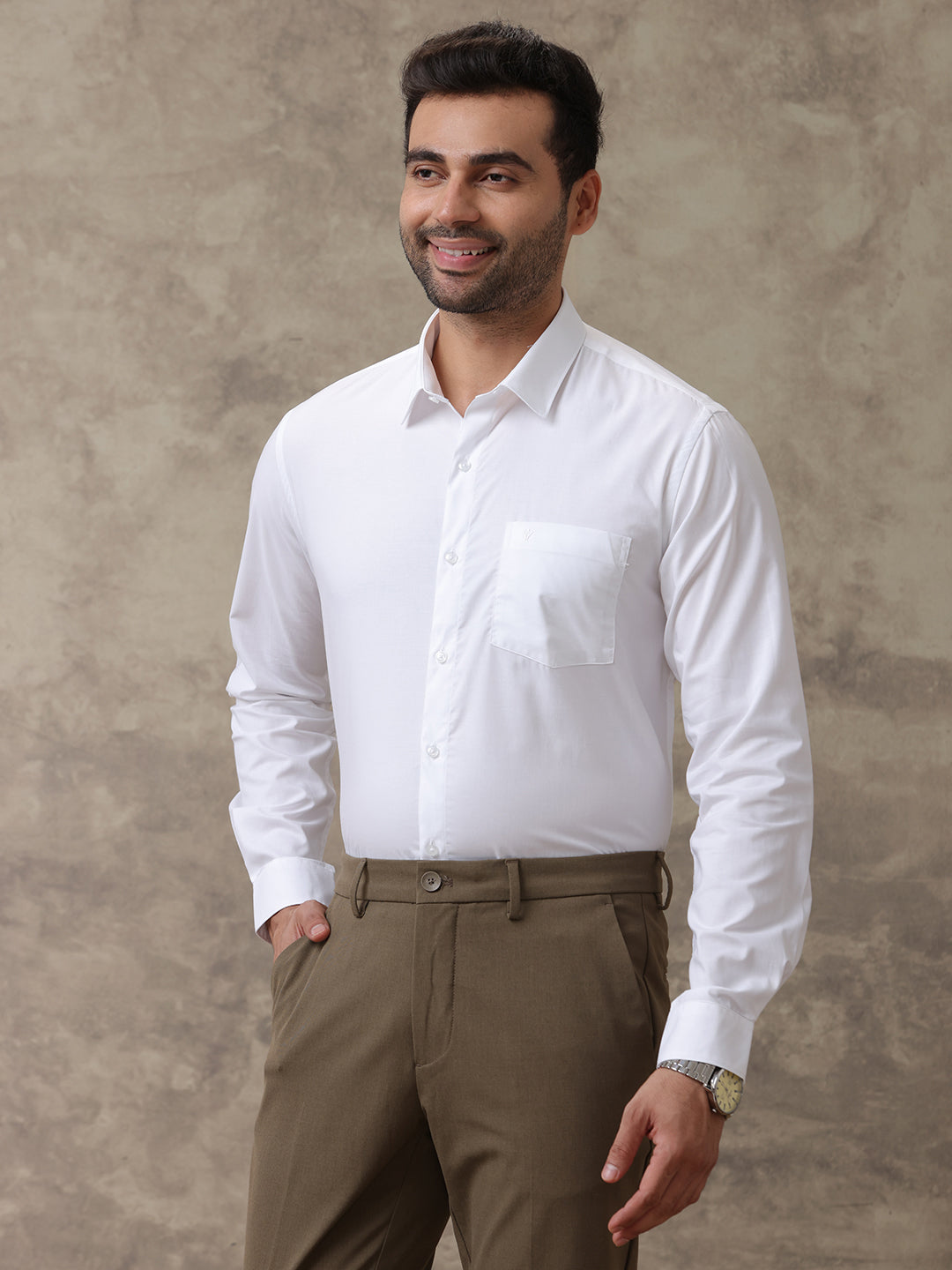 Men Cotton White Shirt Full Sleeves Plus Size Soft Touch