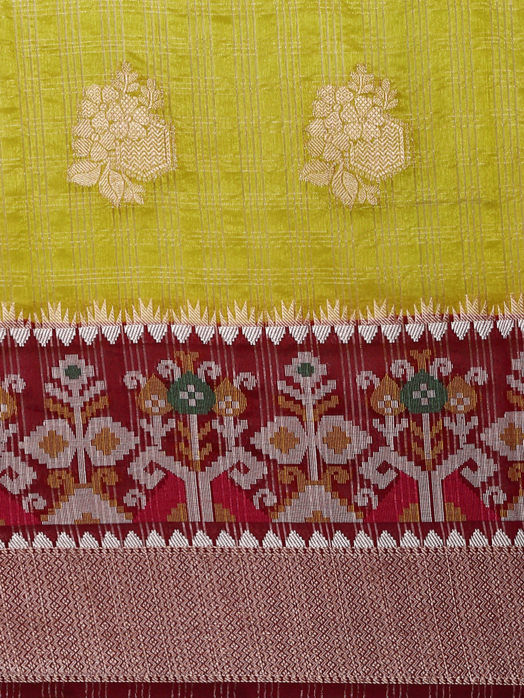 Women Semi Raw Silk Weaving Saree Yellow SRS76