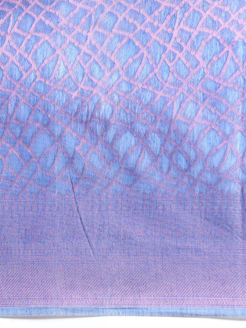 Stylish Violet & Pink Semi Kora Cotton Saree SK84