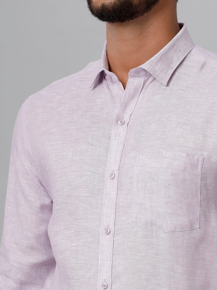 Mens Pure Linen Violet Smart Fit Full Sleeves Shirt-Zoom view