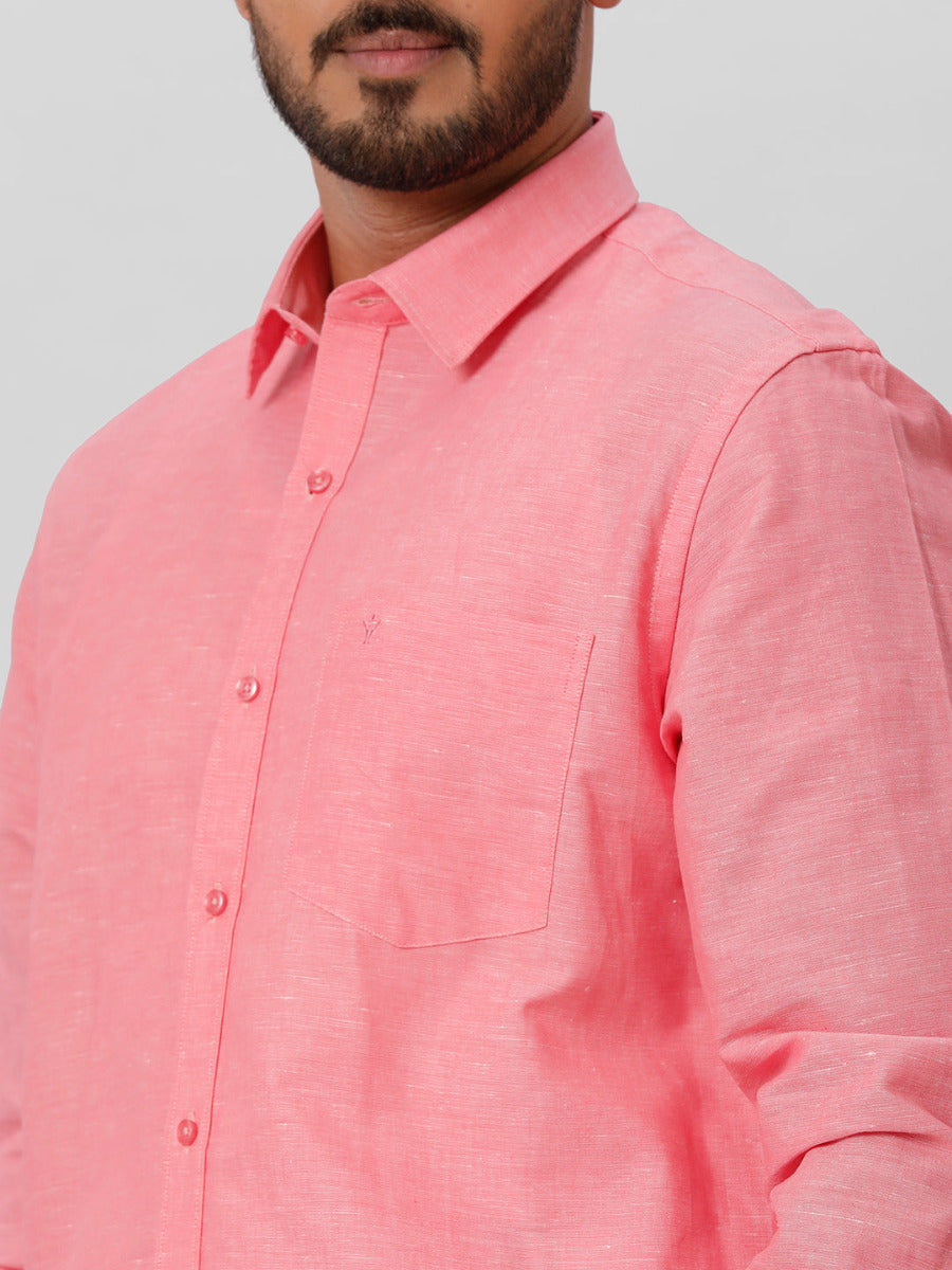 Mens Linen Cotton Formal Light Pink Full Sleeves Shirt LF2-Zoom view