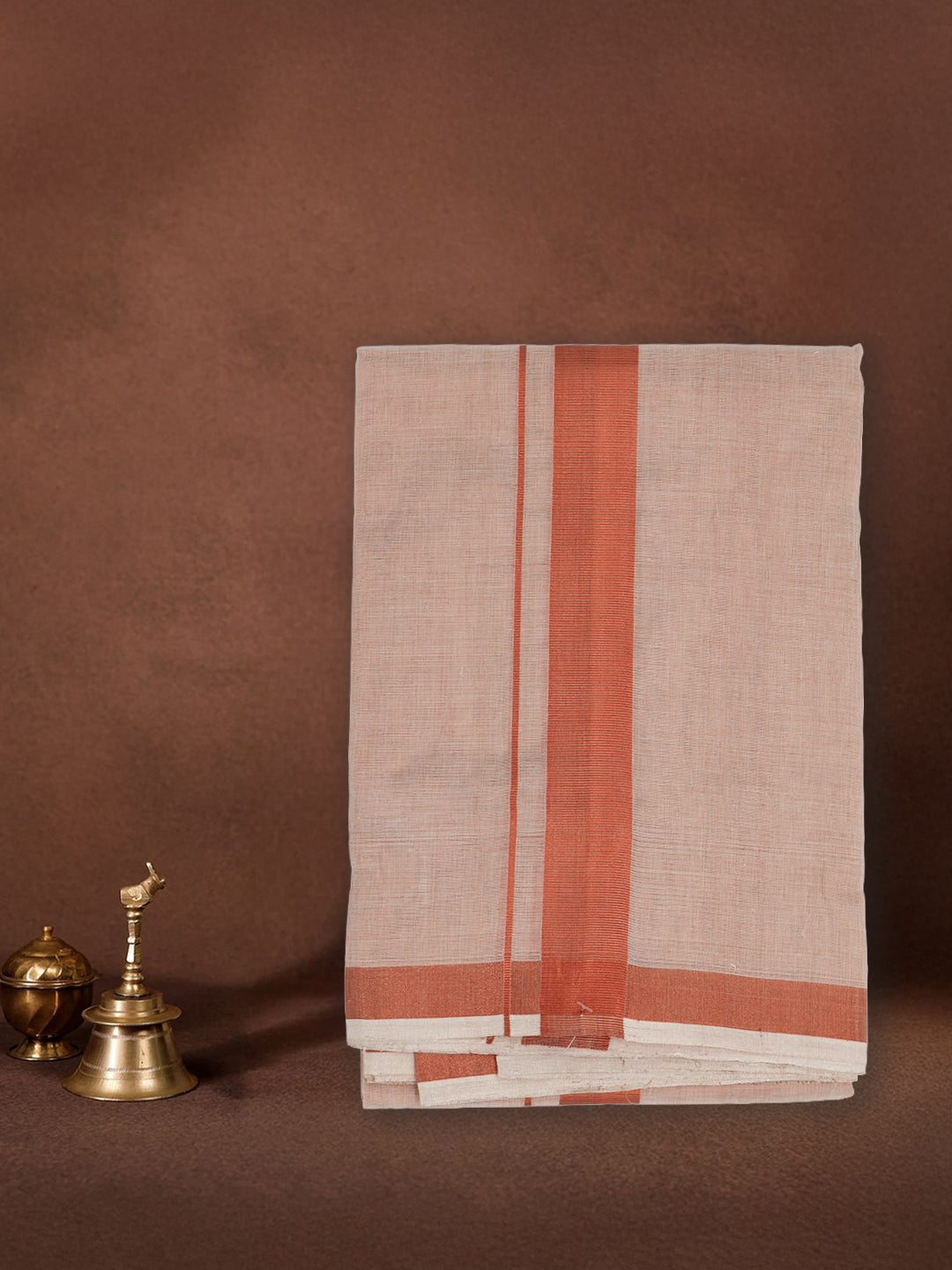 Men Premium Handloom Tissue Copper with Dhoti Jari Border HLM79