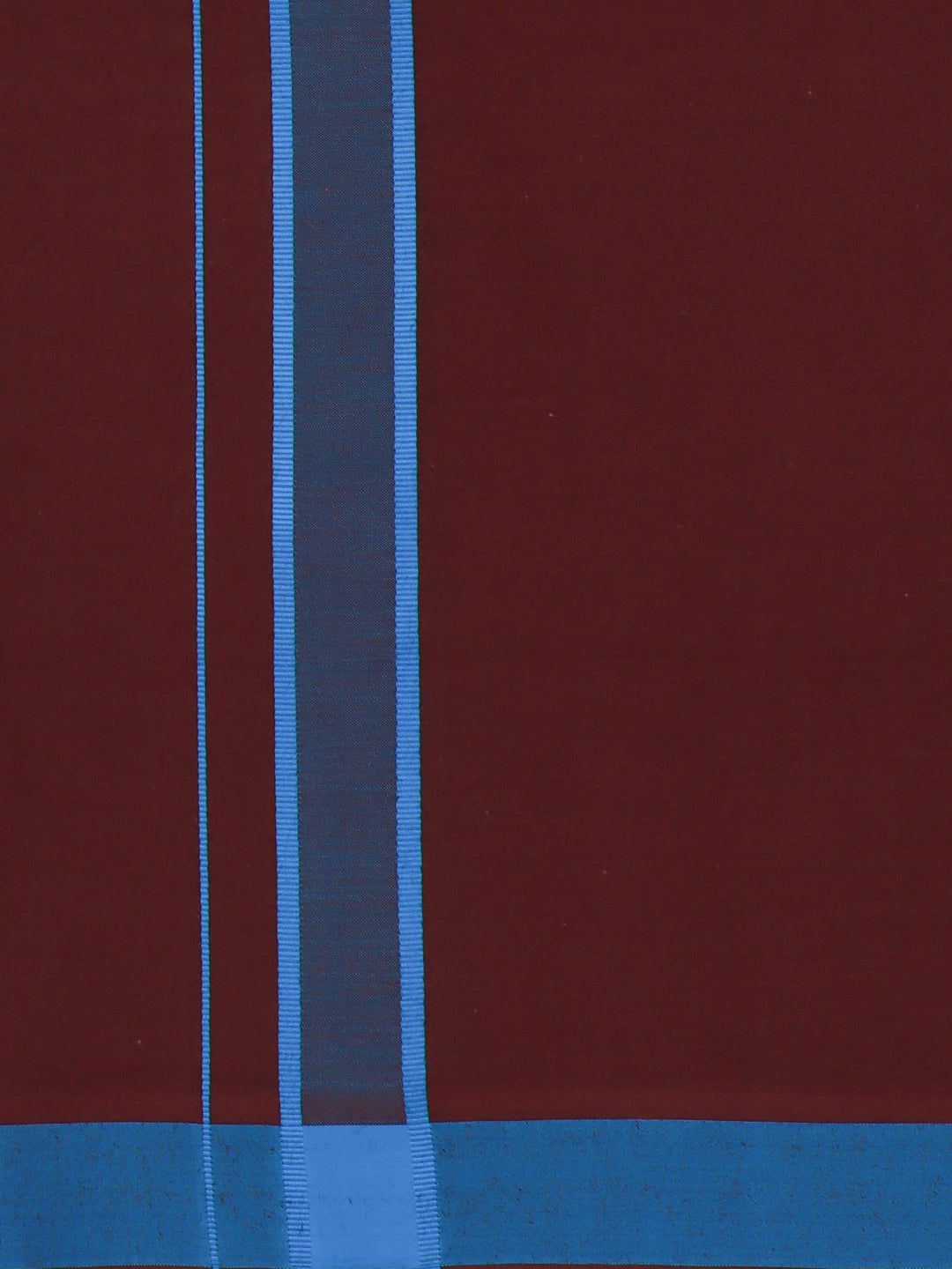 Men 100% Cotton Single Layer Dark Maroon Dhoti with Assorted Border Ahimsa