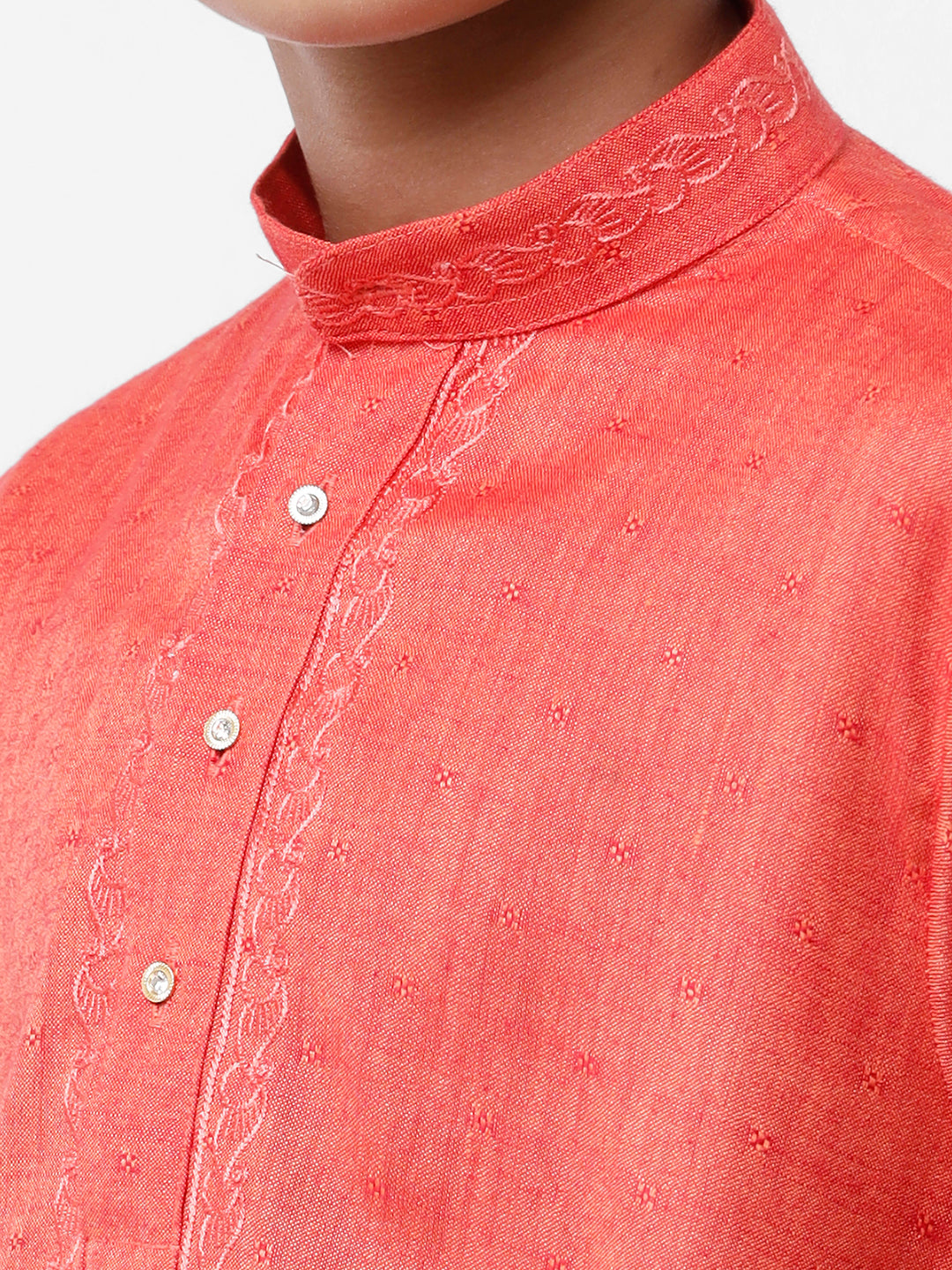 Boys Cotton Full Sleeve Red Kurta BK09