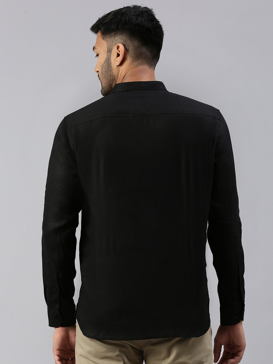 Mens Linen Black Full Sleeves Short Length Kurta M16
