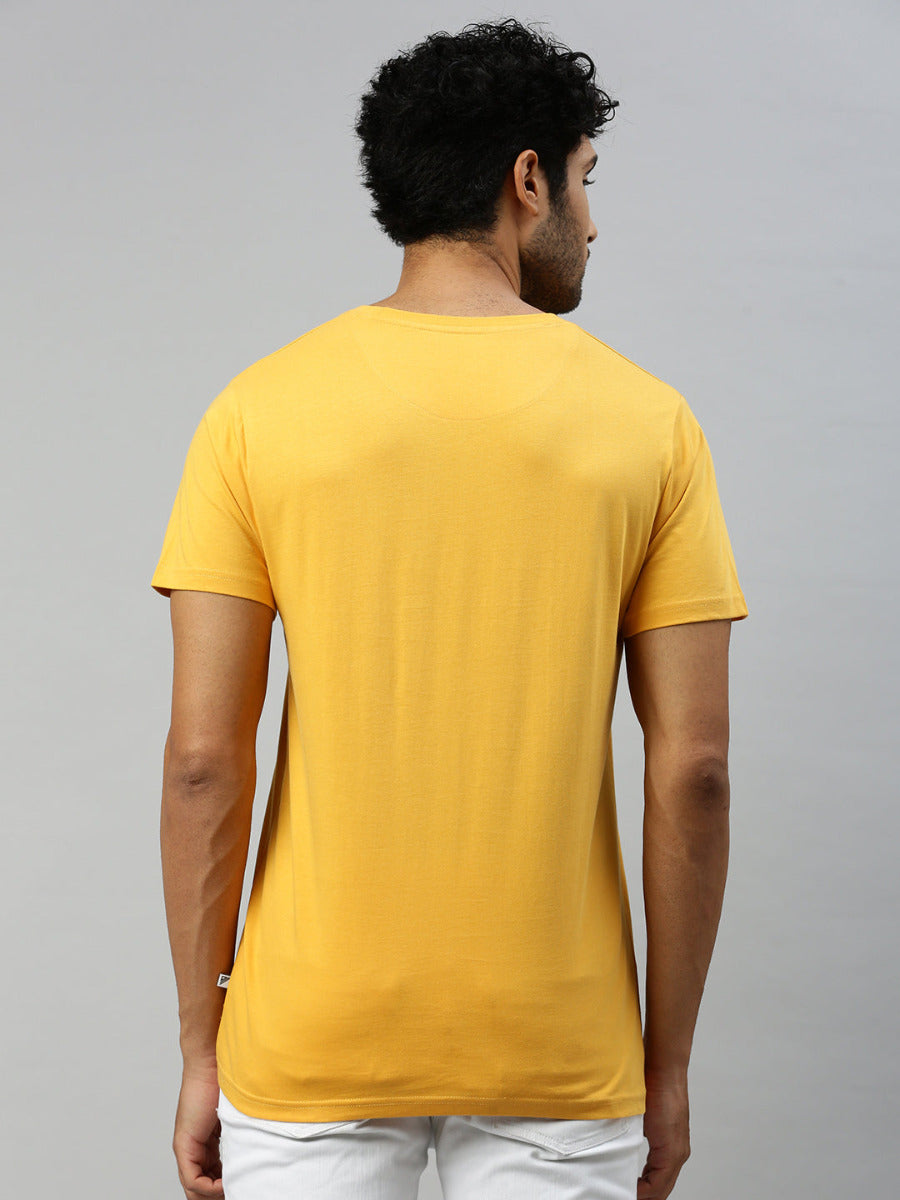 Yellow Graphic Printed Round Neck Casual T-Shirt GT37-Back view