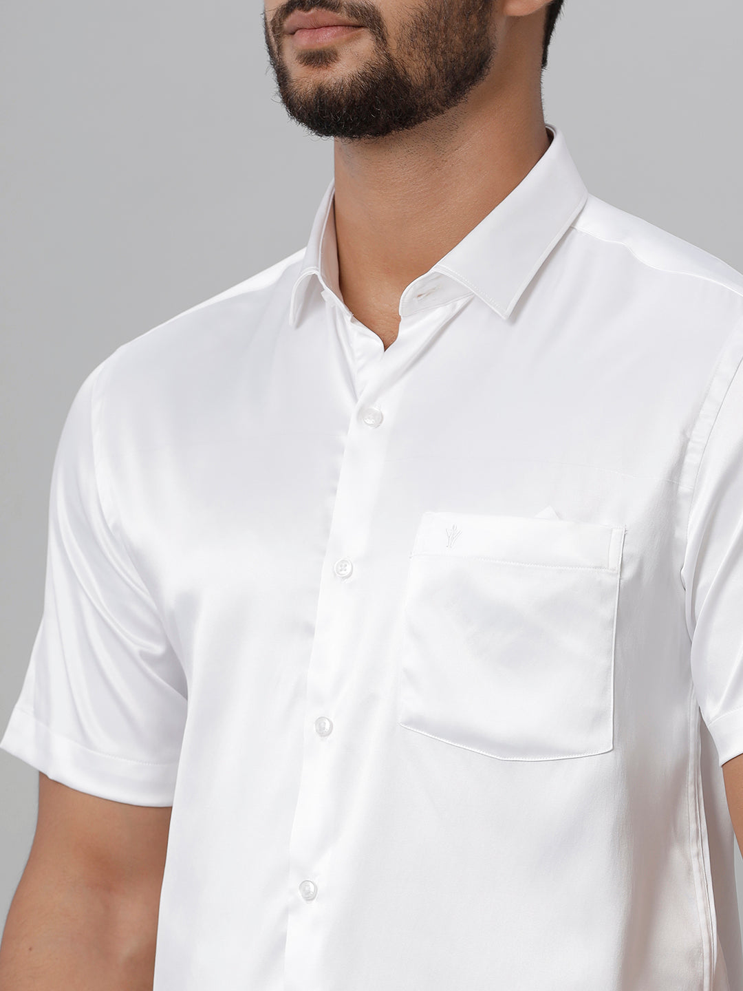 Mens Party Wear White Half Sleeves Shirt