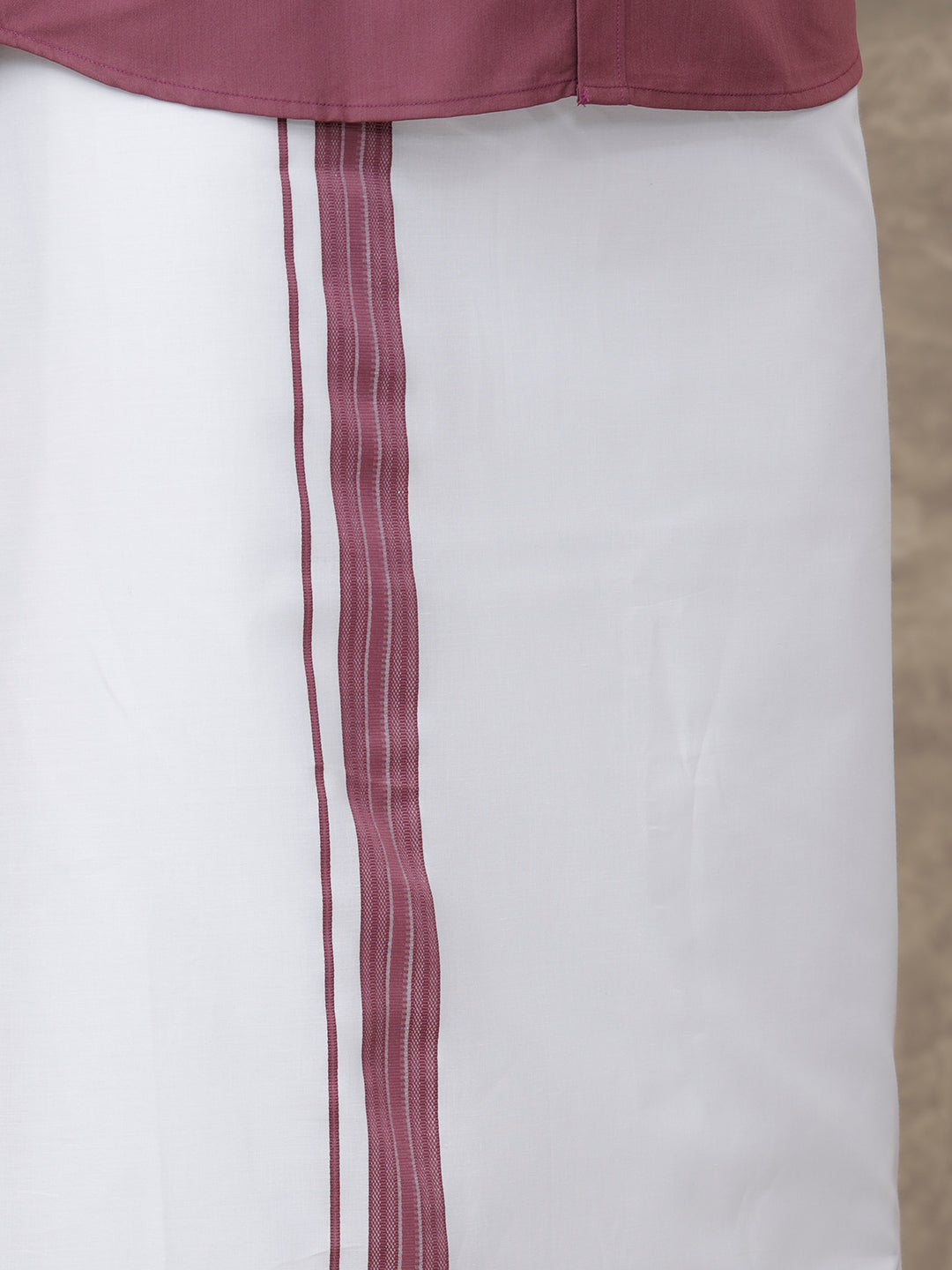 Couple Combo Shirt & Dhoti Set with Saree Wine Berry ST243